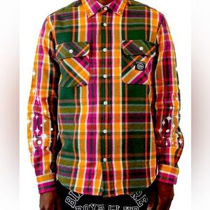 Billionaire Boys Club Horizon Cotton Flannel Button-Down Shirt in Pineneedle